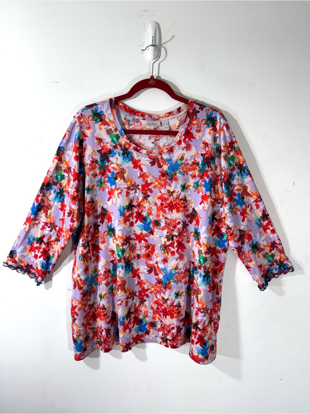LOGO Lori Goldstein Lana multicolor Floral Soft Top 1X